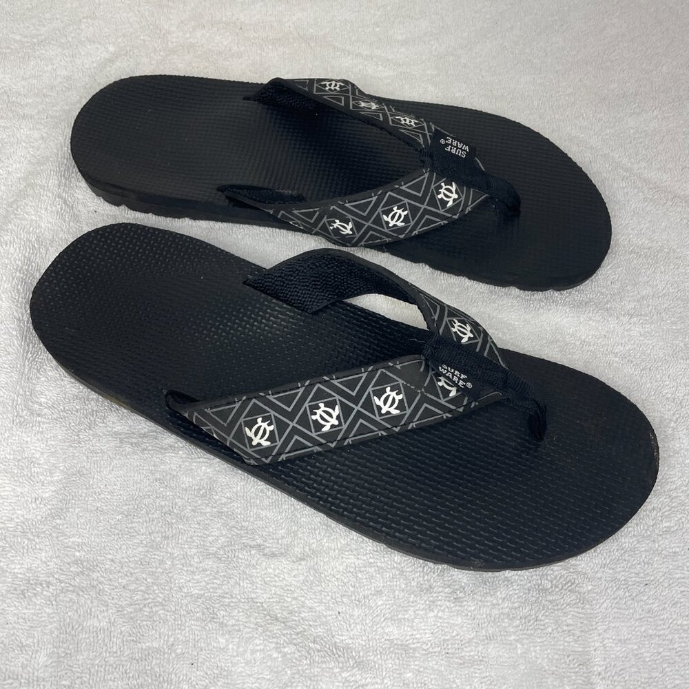 SurfWare- Men's Black Flip Flops Everyday Beach Summer Sandals Shoes Size 10 - Picture 6 of 7